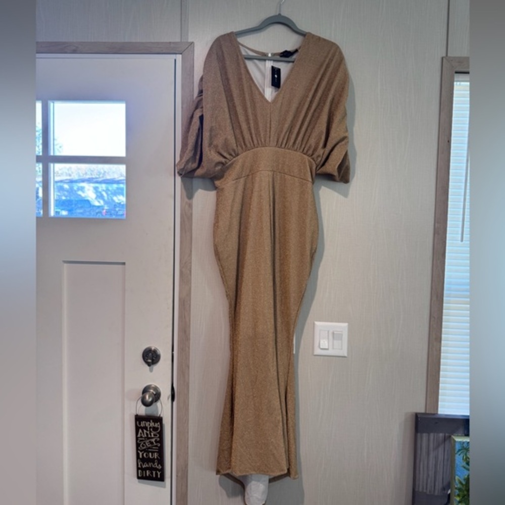 Ashley Stewart Tan Shimmer Dress